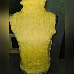 Pierre Cardin Womans Turtleneck Sleeveless Cable Knit Sweater Size S